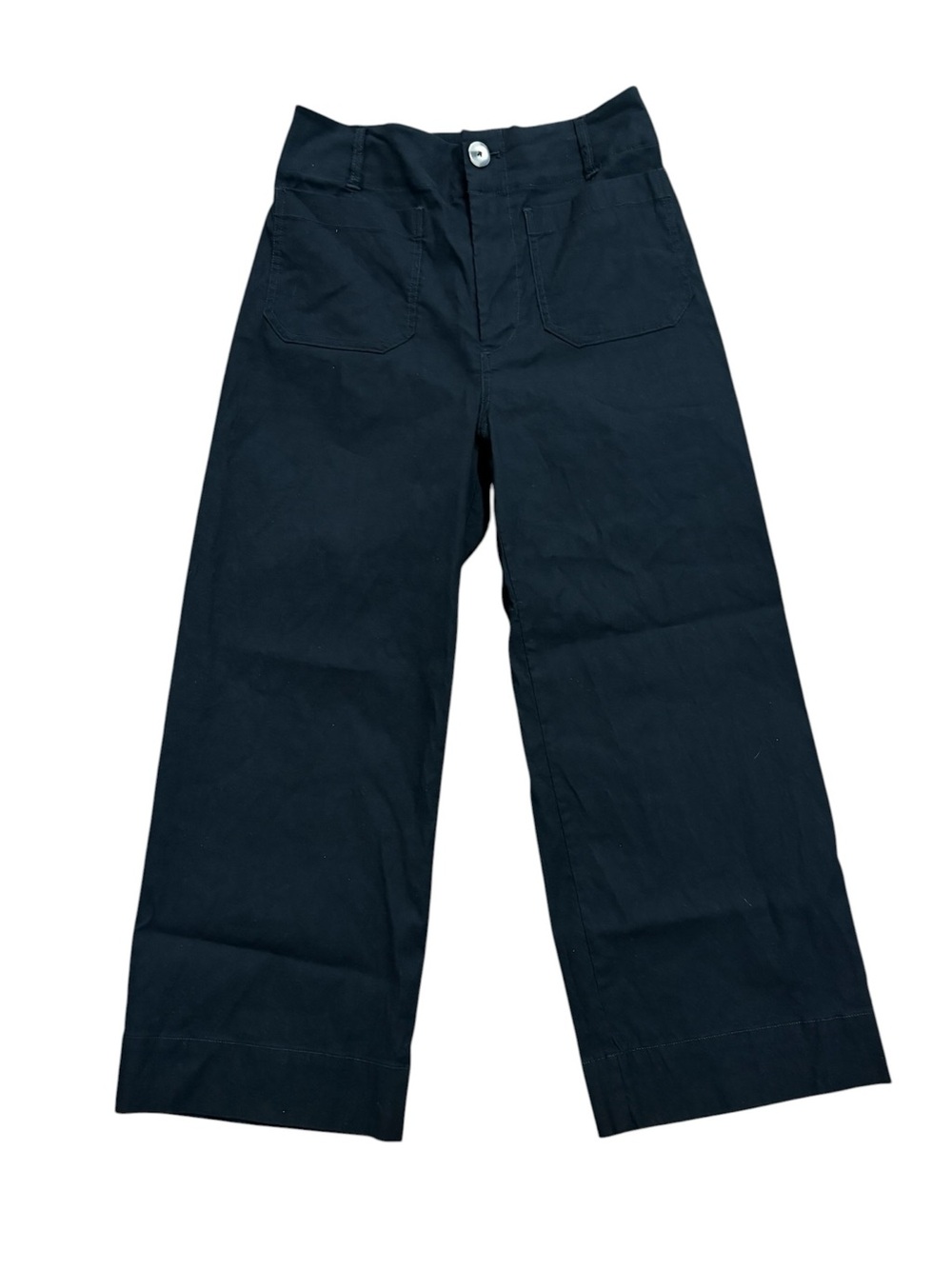 Maeve The Colette Crop High-Rise Wide-Leg Pants Black Linen Blend Size 28 - Picture 2 of 7